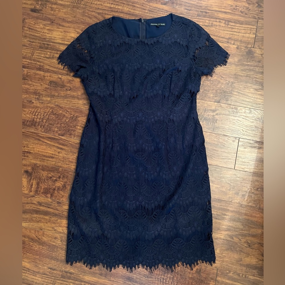 PRESTON & YORK NAVY LACE DRESS ✨ size: 12, color: navy